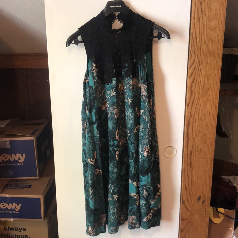 Anthropologie Maeve XS green and black lace color dress